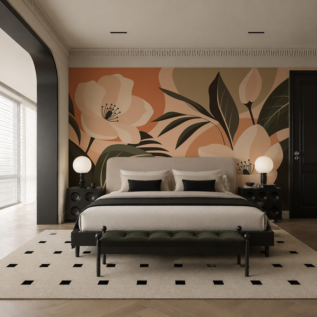 Wall mural Soft blooms on a warm background (SKU: t01045) Wall mural Soft blooms on a warm background (SKU: t01045)