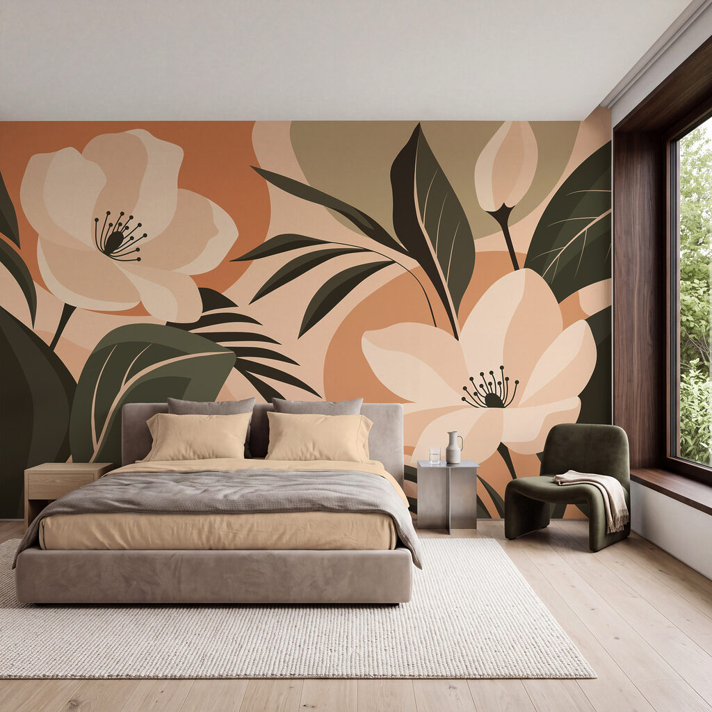 Wall mural Soft blooms on a warm background (SKU: t01045) Wall mural Soft blooms on a warm background (SKU: t01045)