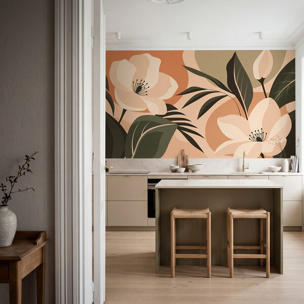 Wall mural Soft blooms on a warm background (SKU: t01045) Wall mural Soft blooms on a warm background (SKU: t01045)