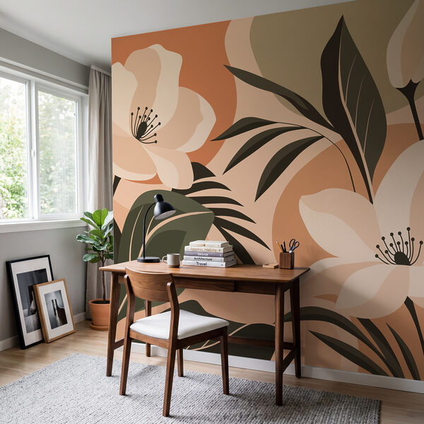 Wall mural Soft blooms on a warm background (SKU: t01045) Wall mural Soft blooms on a warm background (SKU: t01045)
