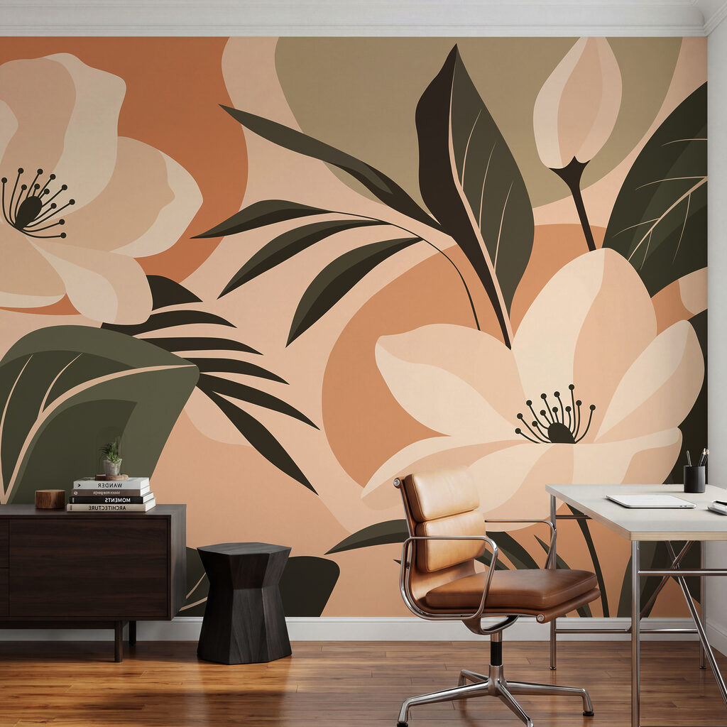 Wall mural Soft blooms on a warm background (SKU: t01045) Wall mural Soft blooms on a warm background (SKU: t01045)