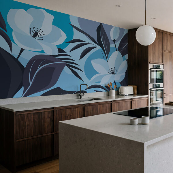 Wall mural Floral elegance in serene hues (SKU: t01045v3) Wall mural Floral elegance in serene hues (SKU: t01045v3)