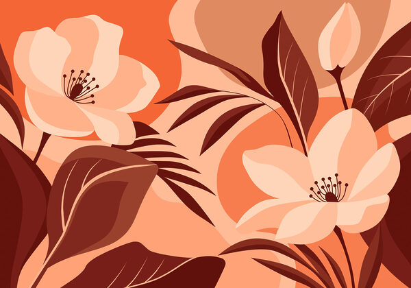 Wall mural Blooming beauty in warm hues (SKU: t01045v4)