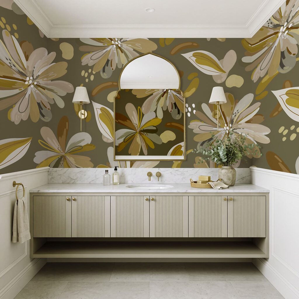 Wall mural Pattern of flowers and leaves (SKU: t01059v1) Wall mural Pattern of flowers and leaves (SKU: t01059v1)