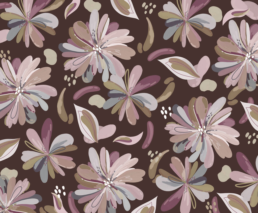 Wall mural Pattern of flowers on a brown background (SKU: t01059v2) Wall mural Pattern of flowers on a brown background (SKU: t01059v2)