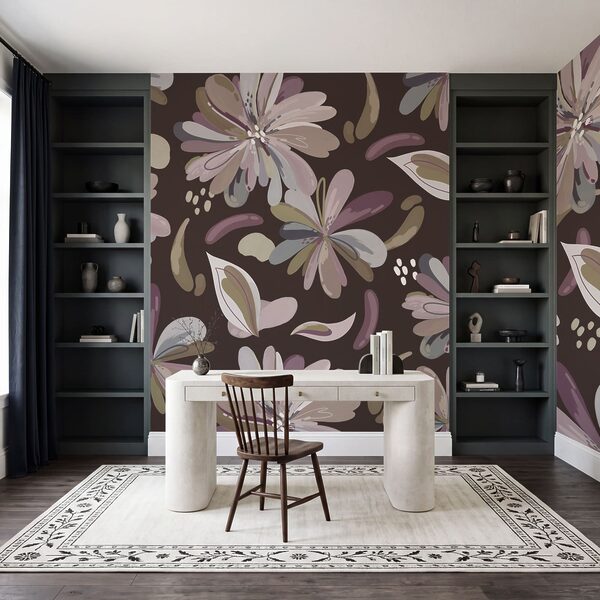 Wall mural Pattern of flowers on a brown background (SKU: t01059v2) Wall mural Pattern of flowers on a brown background (SKU: t01059v2)