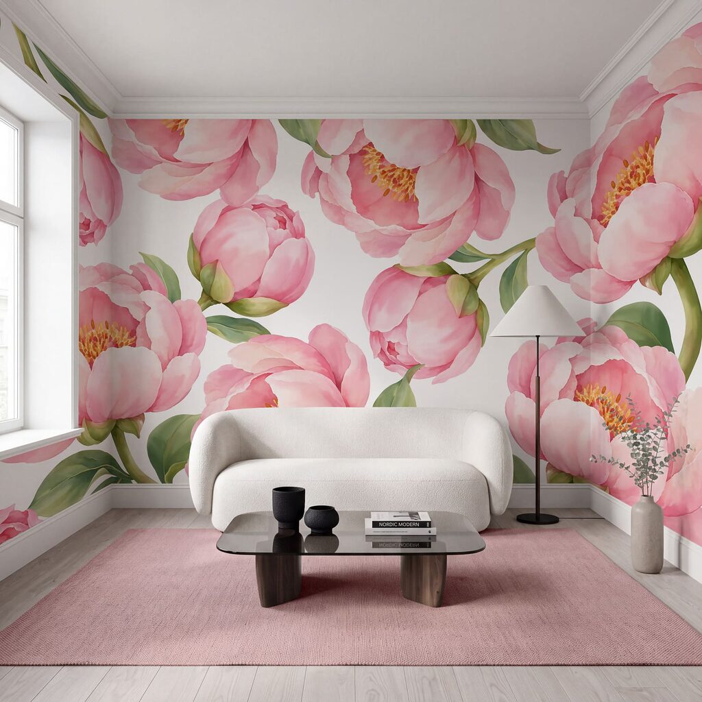 Wall mural Pattern of pink flowers (SKU: t01096) Wall mural Pattern of pink flowers (SKU: t01096)