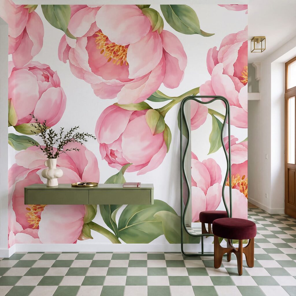 Wall mural Pattern of pink flowers (SKU: t01096) Wall mural Pattern of pink flowers (SKU: t01096)