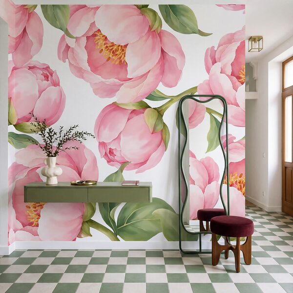 Wall mural Pattern of pink flowers (SKU: t01096) Wall mural Pattern of pink flowers (SKU: t01096)