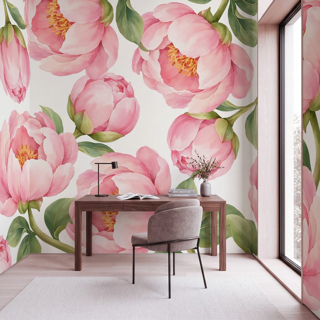 Wall mural Pattern of pink flowers (SKU: t01096) Wall mural Pattern of pink flowers (SKU: t01096)
