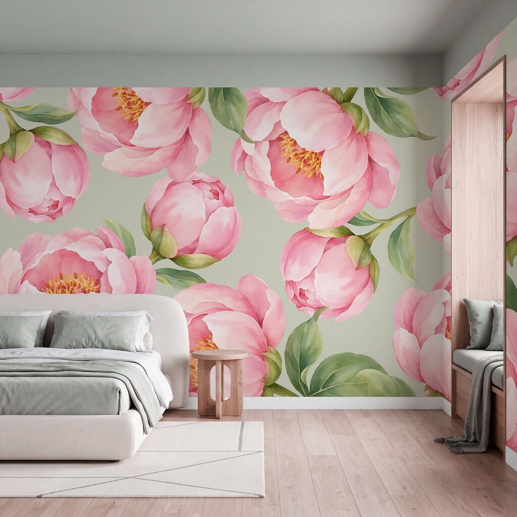 Wall mural Pattern of pink flowers (SKU: t01096v2) Wall mural Pattern of pink flowers (SKU: t01096v2)