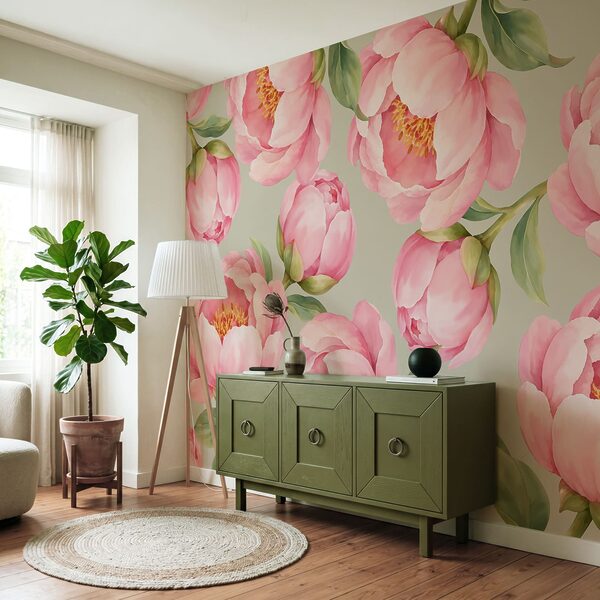 Wall mural Pattern of pink flowers (SKU: t01096v2) Wall mural Pattern of pink flowers (SKU: t01096v2)