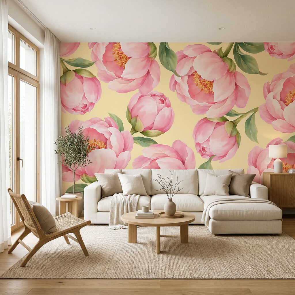 Wall mural Pattern of pink flowers (SKU: t01096v5) Wall mural Pattern of pink flowers (SKU: t01096v5)