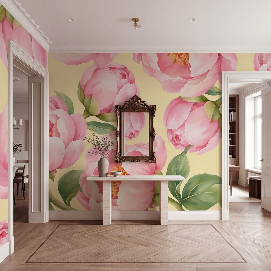 Wall mural Pattern of pink flowers (SKU: t01096v5) Wall mural Pattern of pink flowers (SKU: t01096v5)