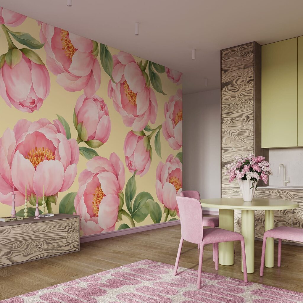 Wall mural Pattern of pink flowers (SKU: t01096v5) Wall mural Pattern of pink flowers (SKU: t01096v5)