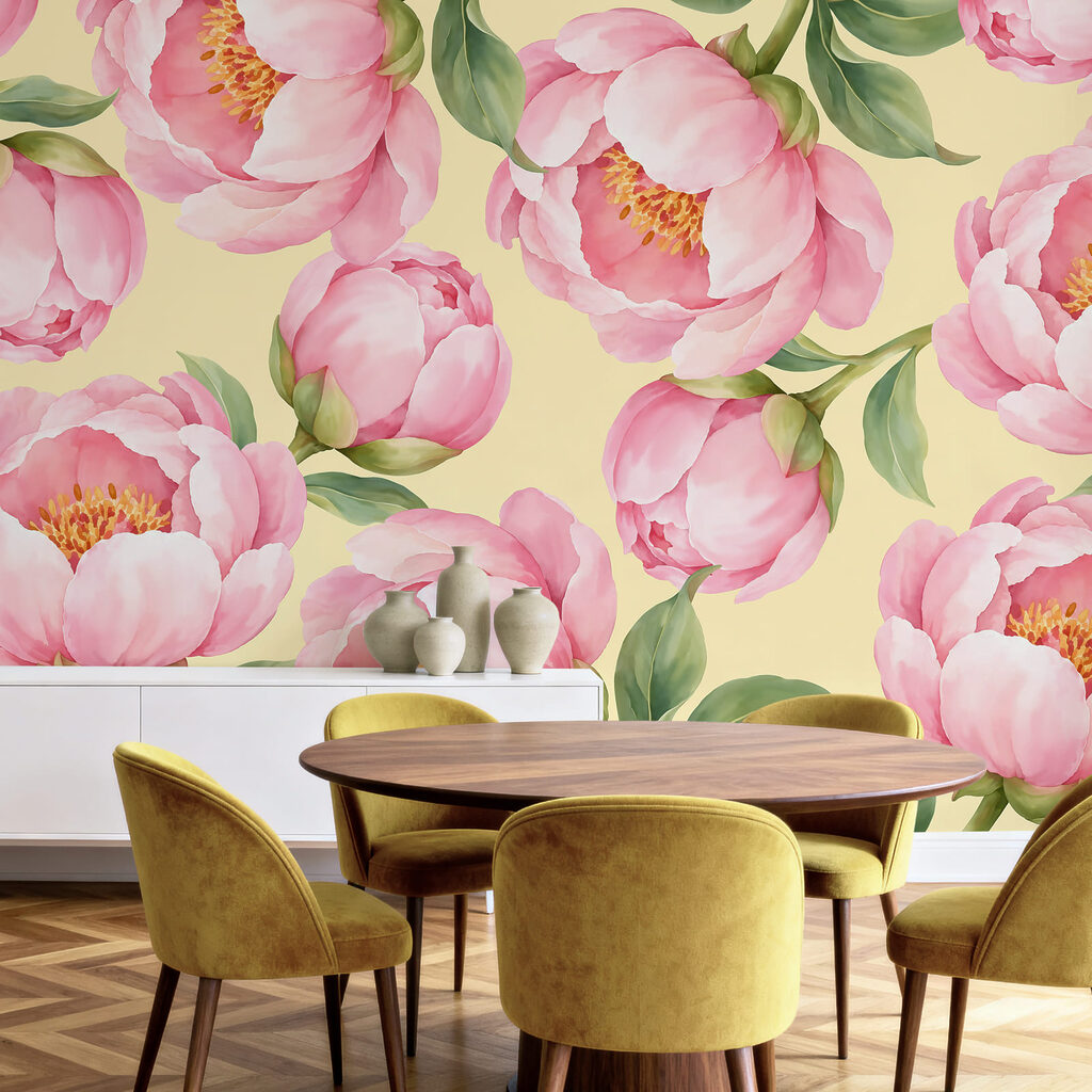 Wall mural Pattern of pink flowers (SKU: t01096v5) Wall mural Pattern of pink flowers (SKU: t01096v5)