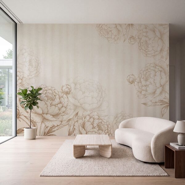 Wall mural Floral elegance in soft tones (SKU: t01097)