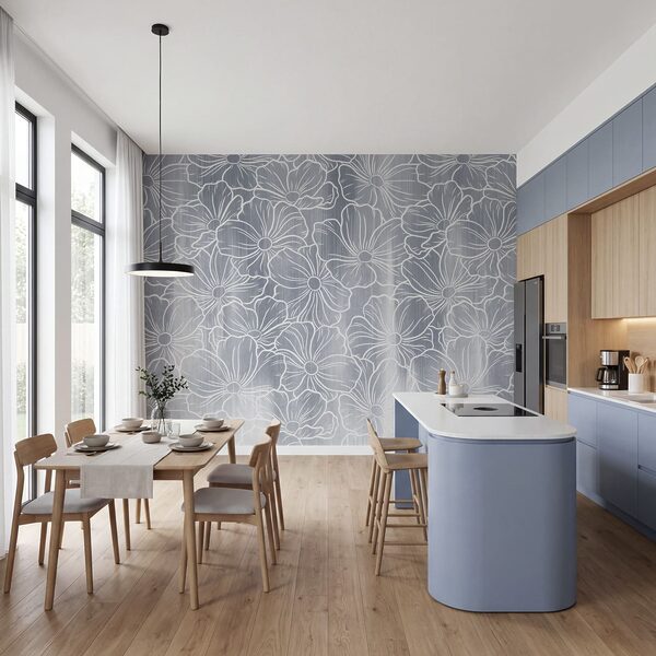 Wall mural White flowers on a gray background (SKU: t01098v2) Wall mural White flowers on a gray background (SKU: t01098v2)