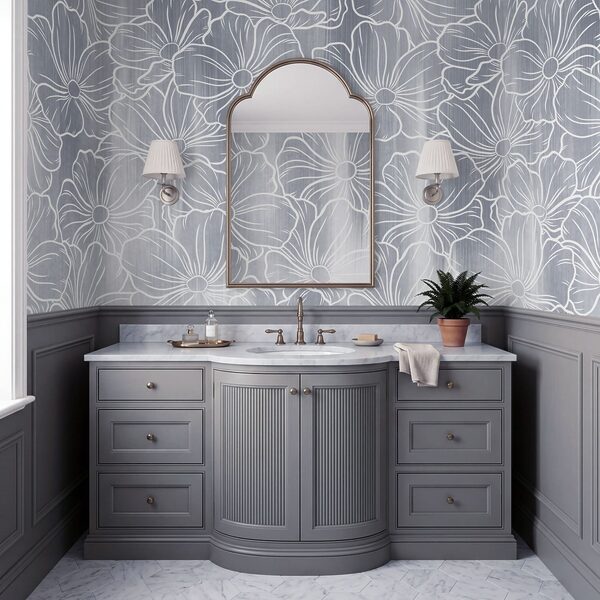 Wall mural White flowers on a gray background (SKU: t01098v2) Wall mural White flowers on a gray background (SKU: t01098v2)