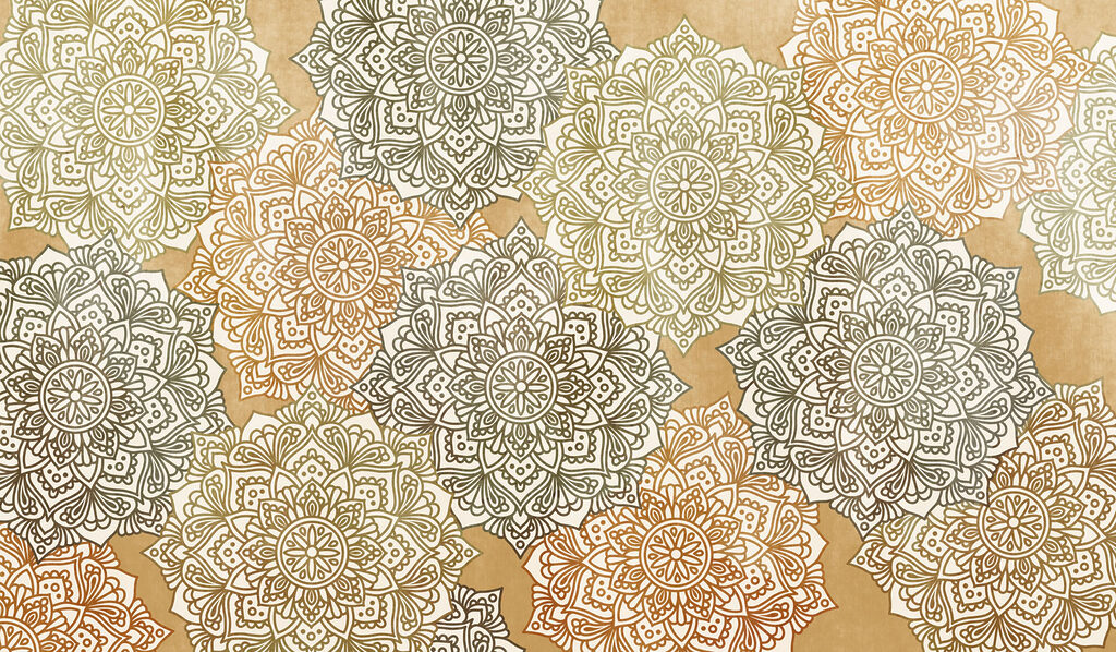 Wall mural Pattern of flowers on a beige surface (SKU: t01099v1)