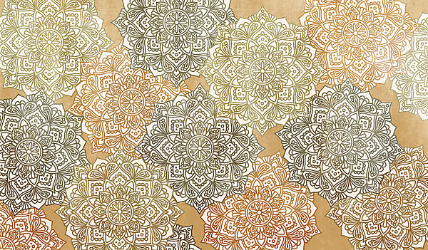 Wall mural Pattern of flowers on a beige surface (SKU: t01099v1)