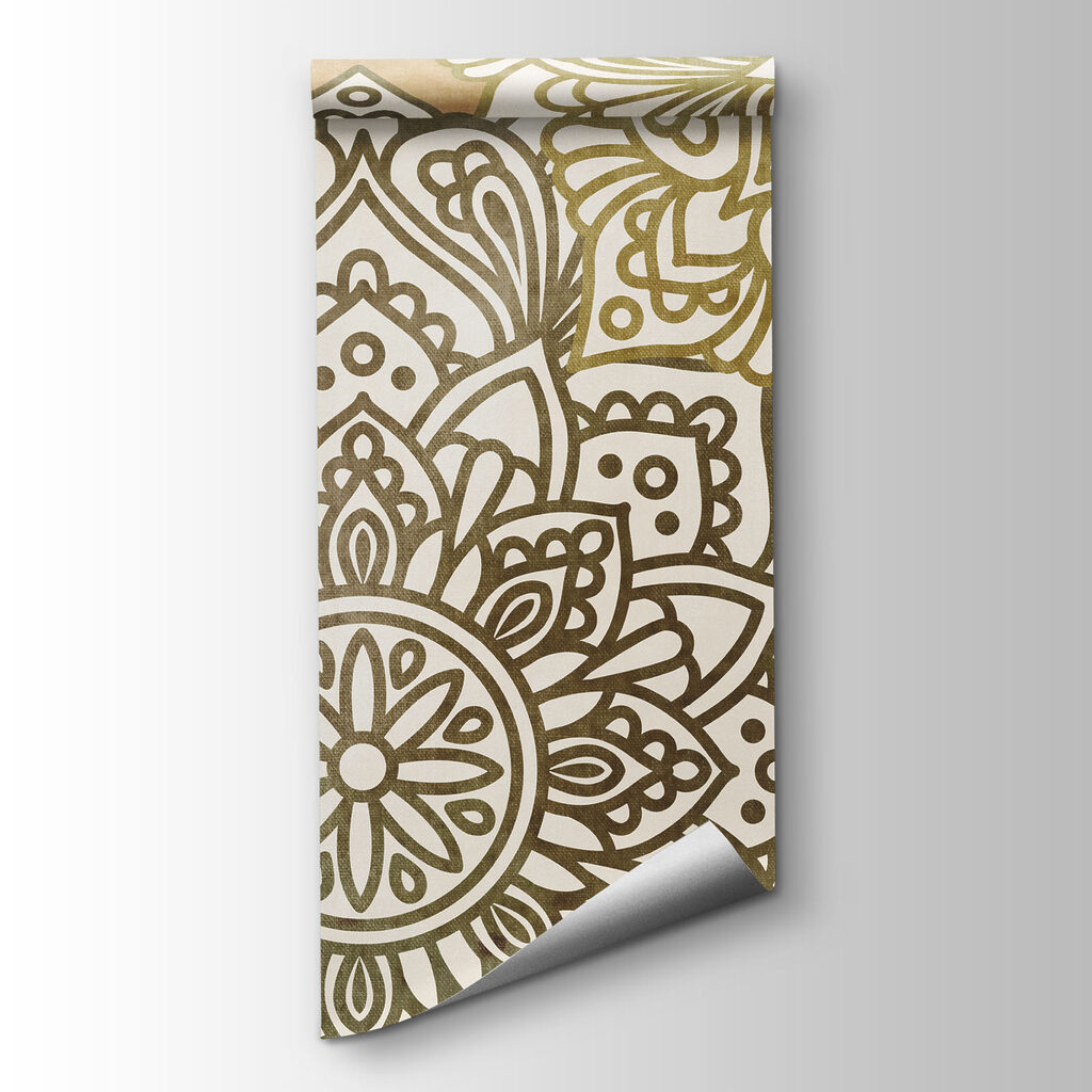 Wall mural Pattern of flowers on a beige surface (SKU: t01099v1)
