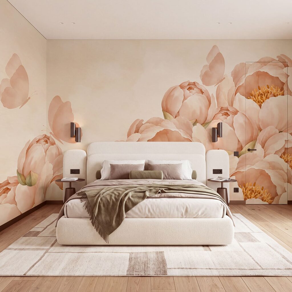 Wall mural Group of flowers with a butterfly (SKU: t01101v1) Wall mural Group of flowers with a butterfly (SKU: t01101v1)