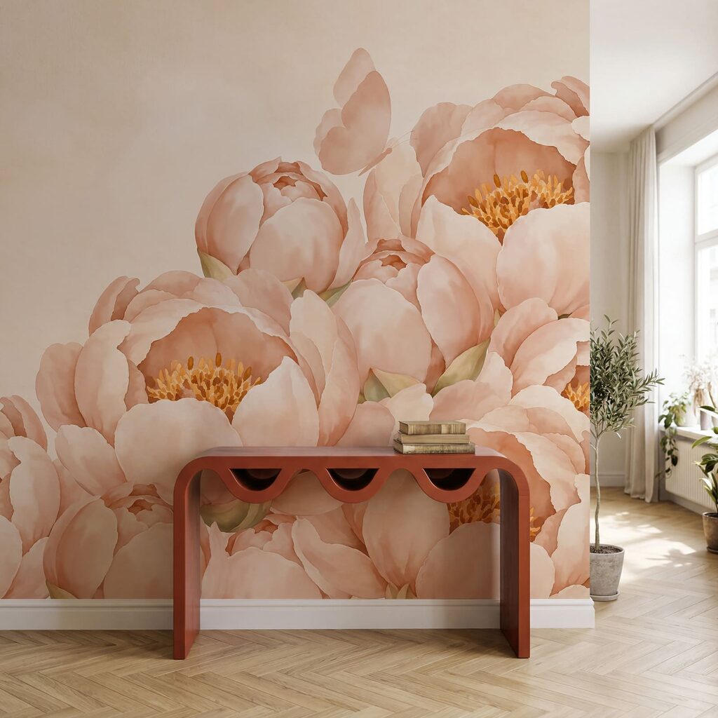 Wall mural Group of flowers with a butterfly (SKU: t01101v1) Wall mural Group of flowers with a butterfly (SKU: t01101v1)