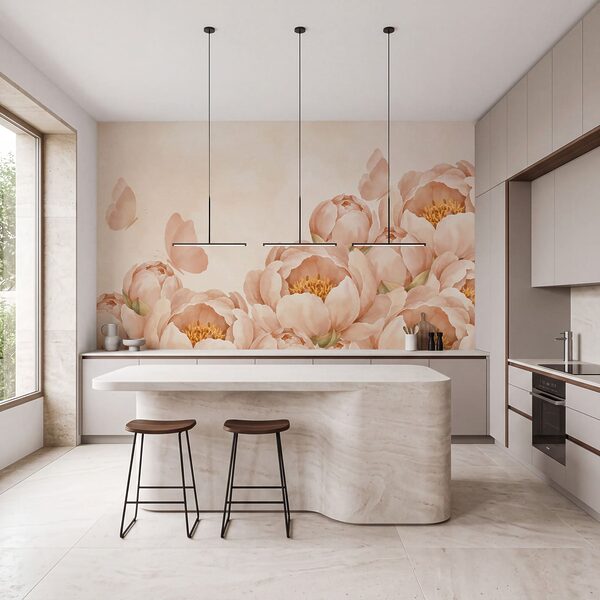 Wall mural Group of flowers with a butterfly (SKU: t01101v1) Wall mural Group of flowers with a butterfly (SKU: t01101v1)