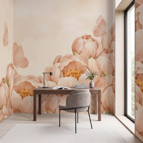 Wall mural Group of flowers with a butterfly (SKU: t01101v1) Wall mural Group of flowers with a butterfly (SKU: t01101v1)