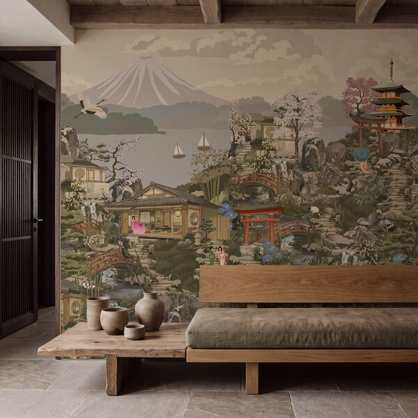 Wall mural Painting of a village (SKU: t01062) Wall mural Painting of a village (SKU: t01062)