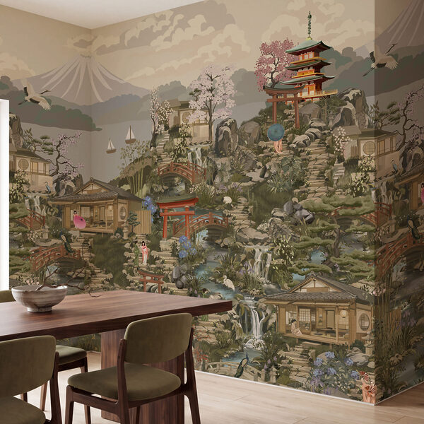 Wall mural Painting of a village (SKU: t01062) Wall mural Painting of a village (SKU: t01062)
