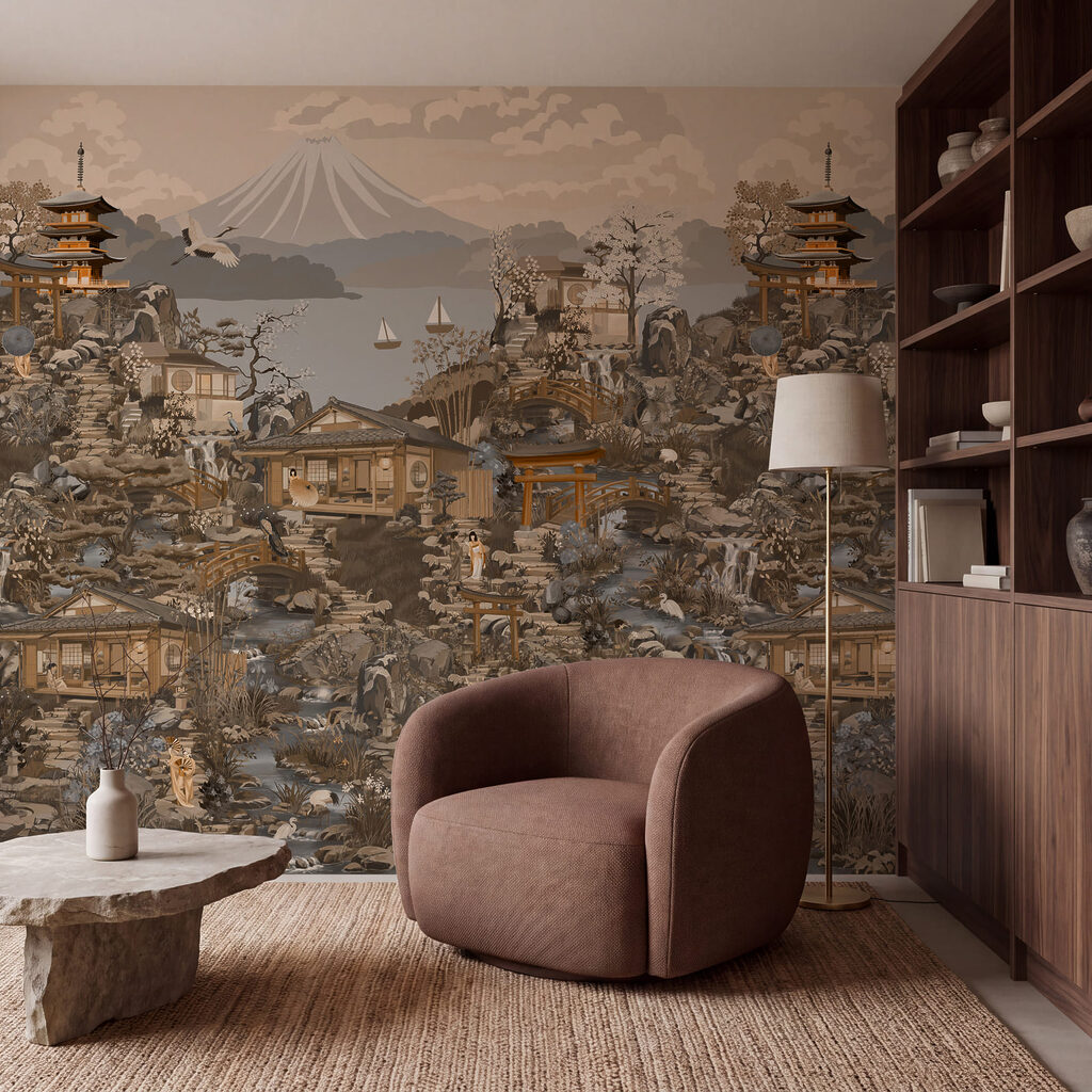 Wall mural Landscape with a mountain and a lake (SKU: t01062v1)