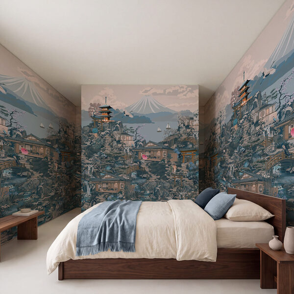 Wall mural Landscape with buildings and a mountain (SKU: t01062v2) Wall mural Landscape with buildings and a mountain (SKU: t01062v2)