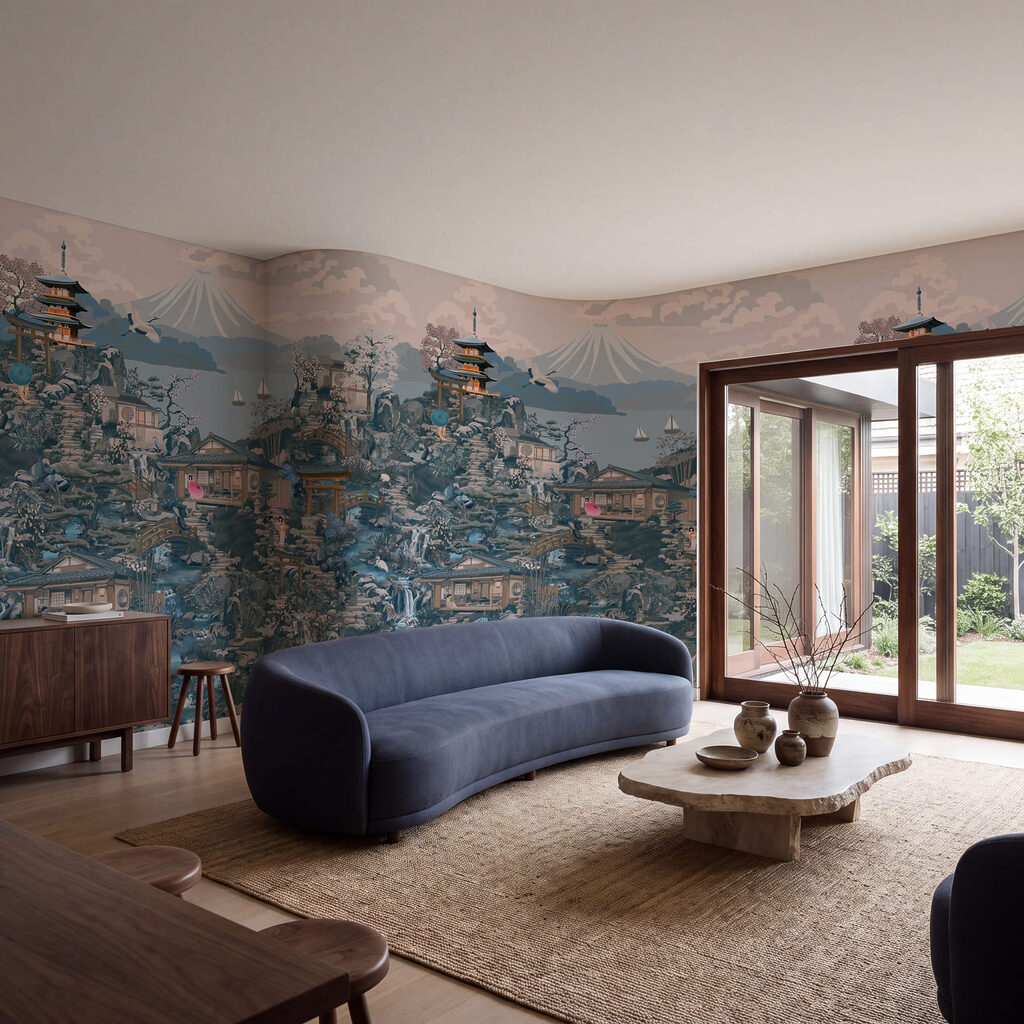 Wall mural Landscape with buildings and a mountain (SKU: t01062v2) Wall mural Landscape with buildings and a mountain (SKU: t01062v2)