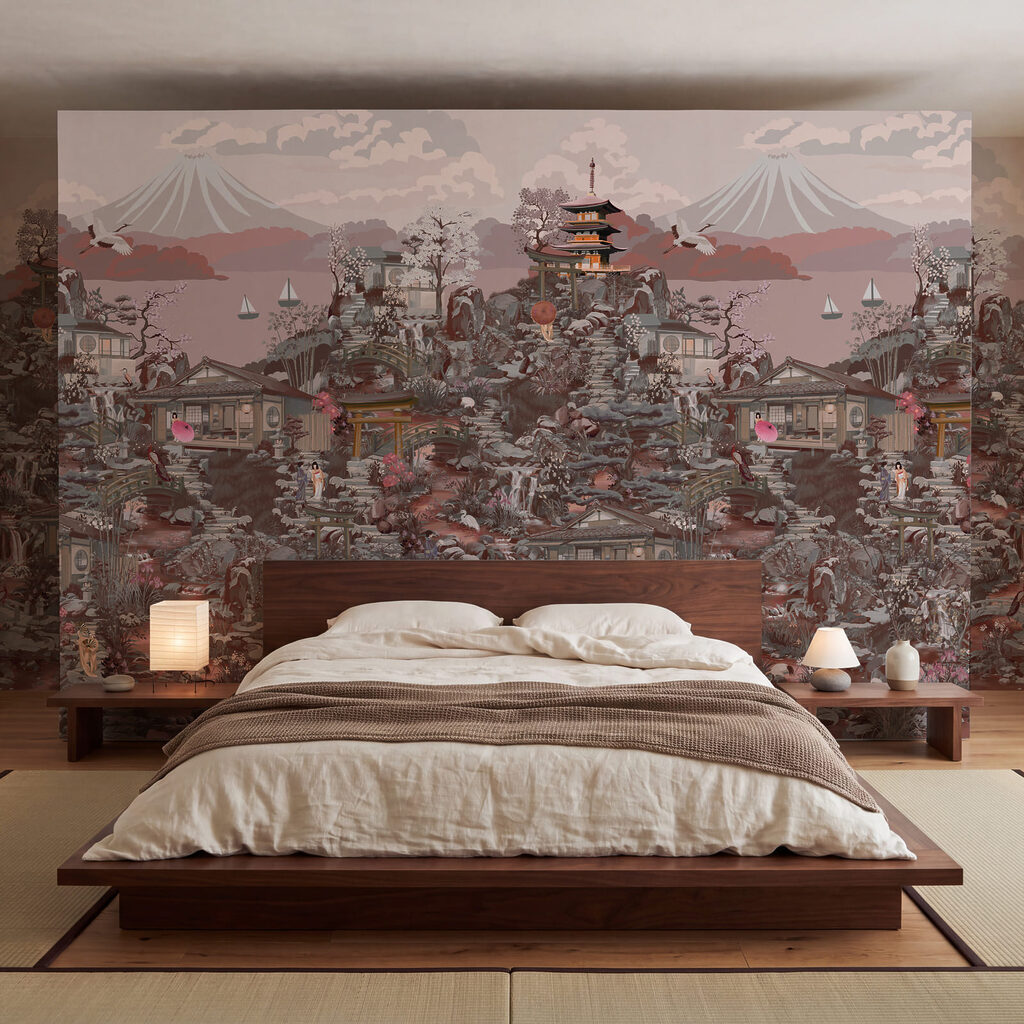 Wall mural Landscape with buildings and mountains (SKU: t01062v3)