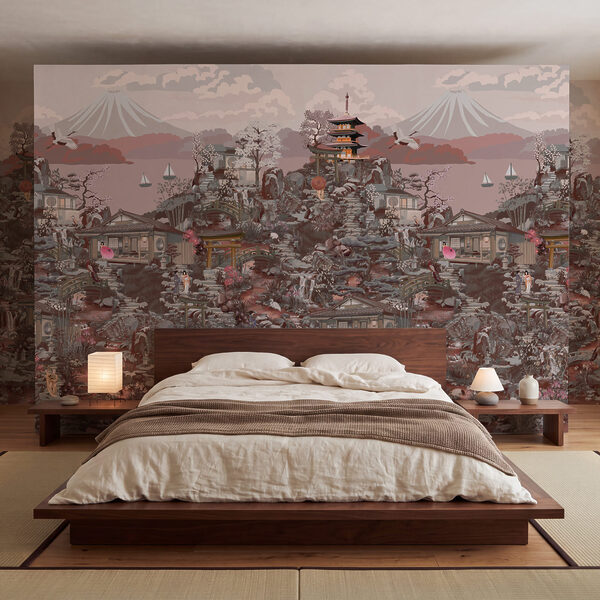 Wall mural Landscape with buildings and mountains (SKU: t01062v3)
