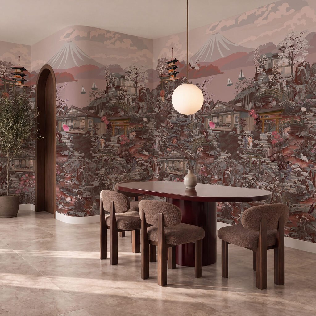 Wall mural Landscape with buildings and mountains (SKU: t01062v3)