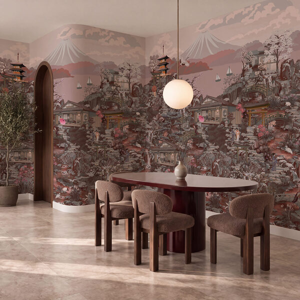 Wall mural Landscape with buildings and mountains (SKU: t01062v3)