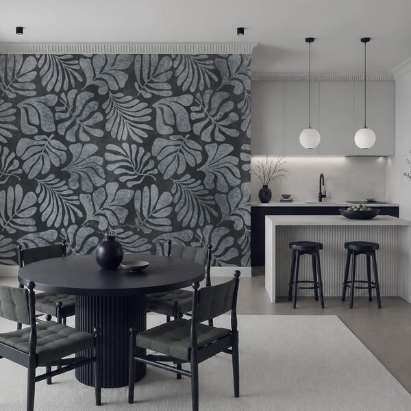 Wall mural Pattern of leaves on a black background (SKU: t01111v2)