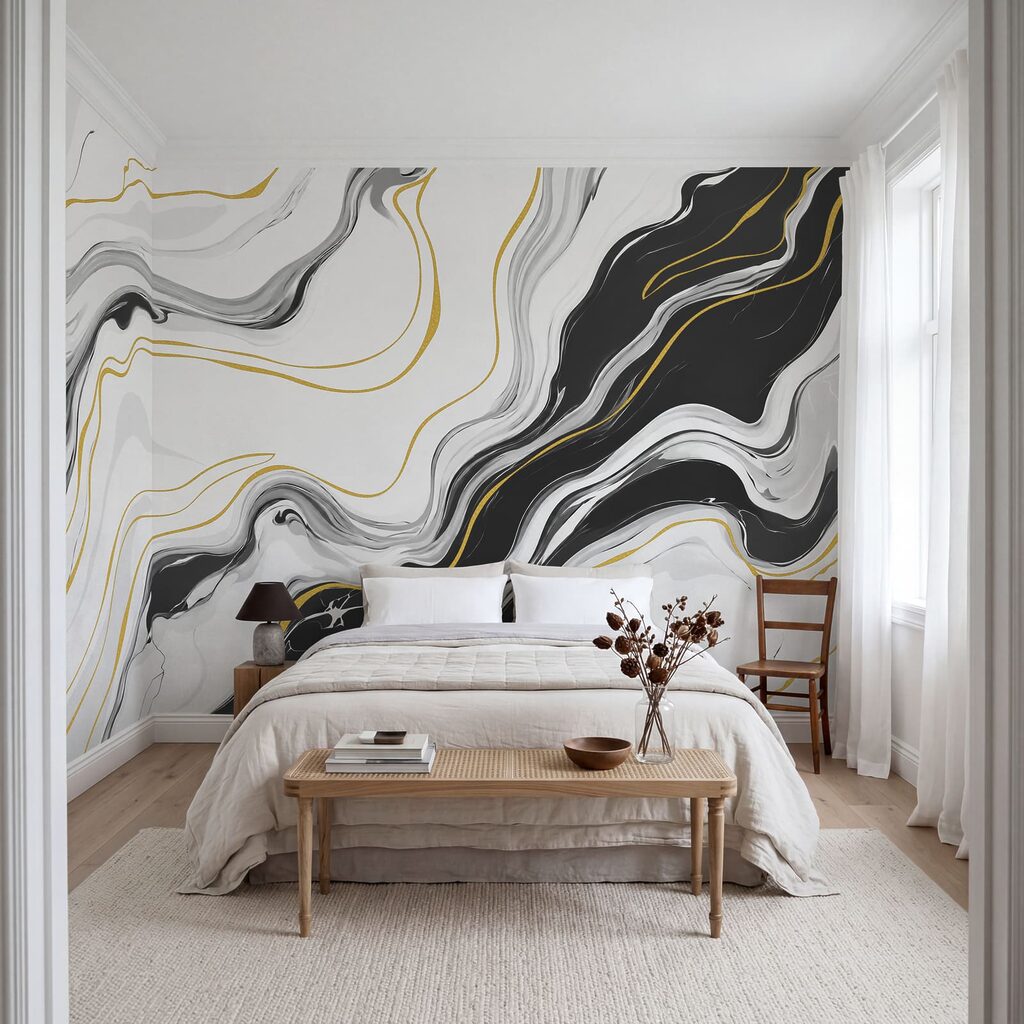 Wall mural Black and white swirly pattern (SKU: t01112) Wall mural Black and white swirly pattern (SKU: t01112)