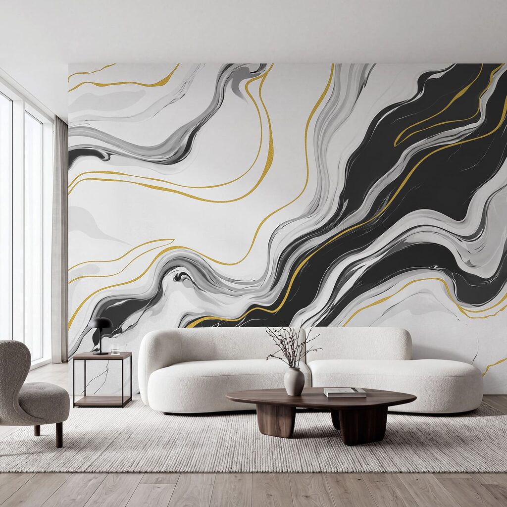 Wall mural Black and white swirly pattern (SKU: t01112) Wall mural Black and white swirly pattern (SKU: t01112)