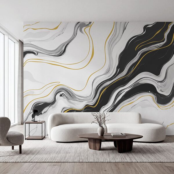Wall mural Black and white swirly pattern (SKU: t01112) Wall mural Black and white swirly pattern (SKU: t01112)