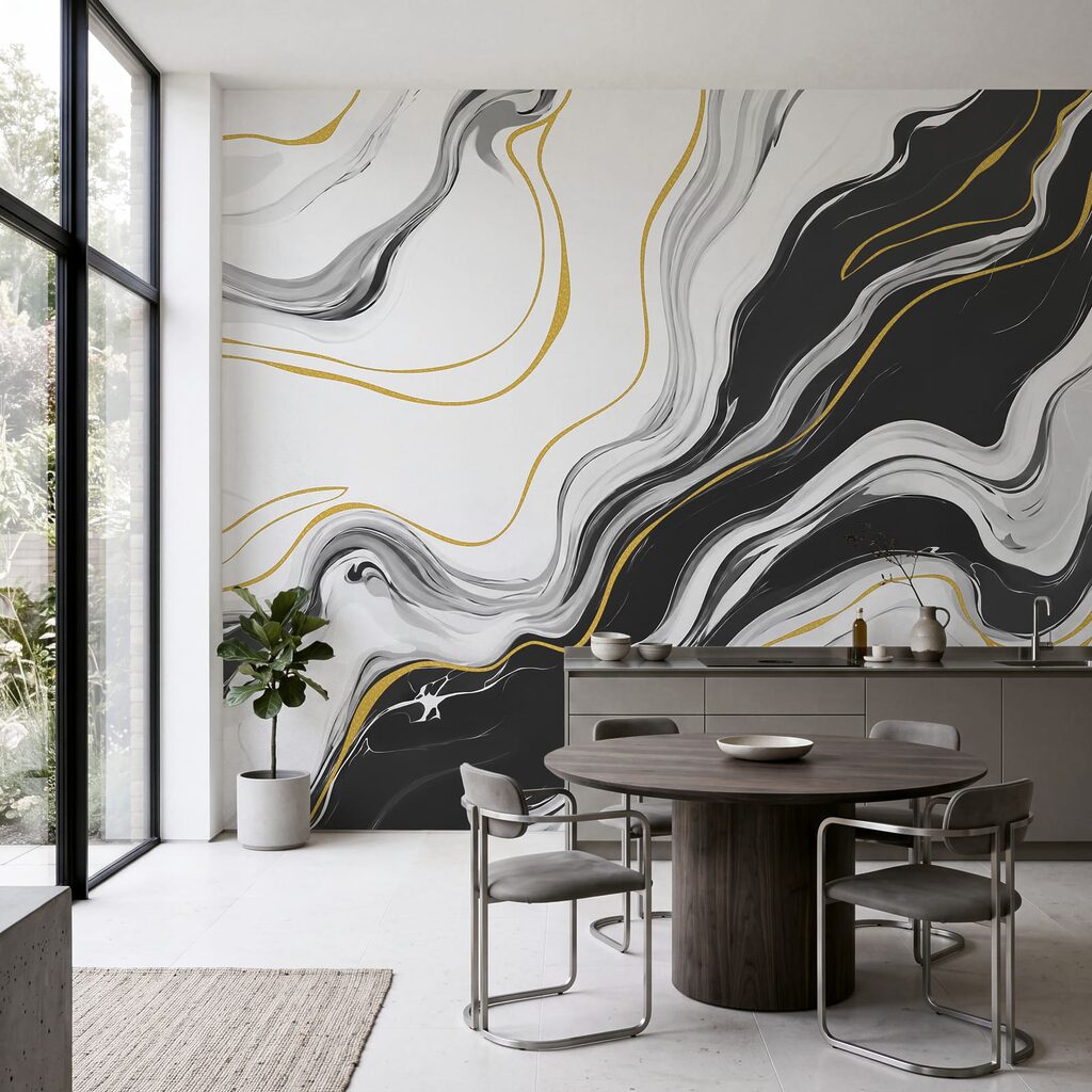 Wall mural Black and white swirly pattern (SKU: t01112) Wall mural Black and white swirly pattern (SKU: t01112)