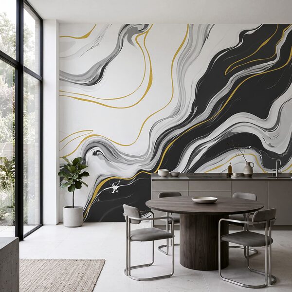 Wall mural Black and white swirly pattern (SKU: t01112) Wall mural Black and white swirly pattern (SKU: t01112)