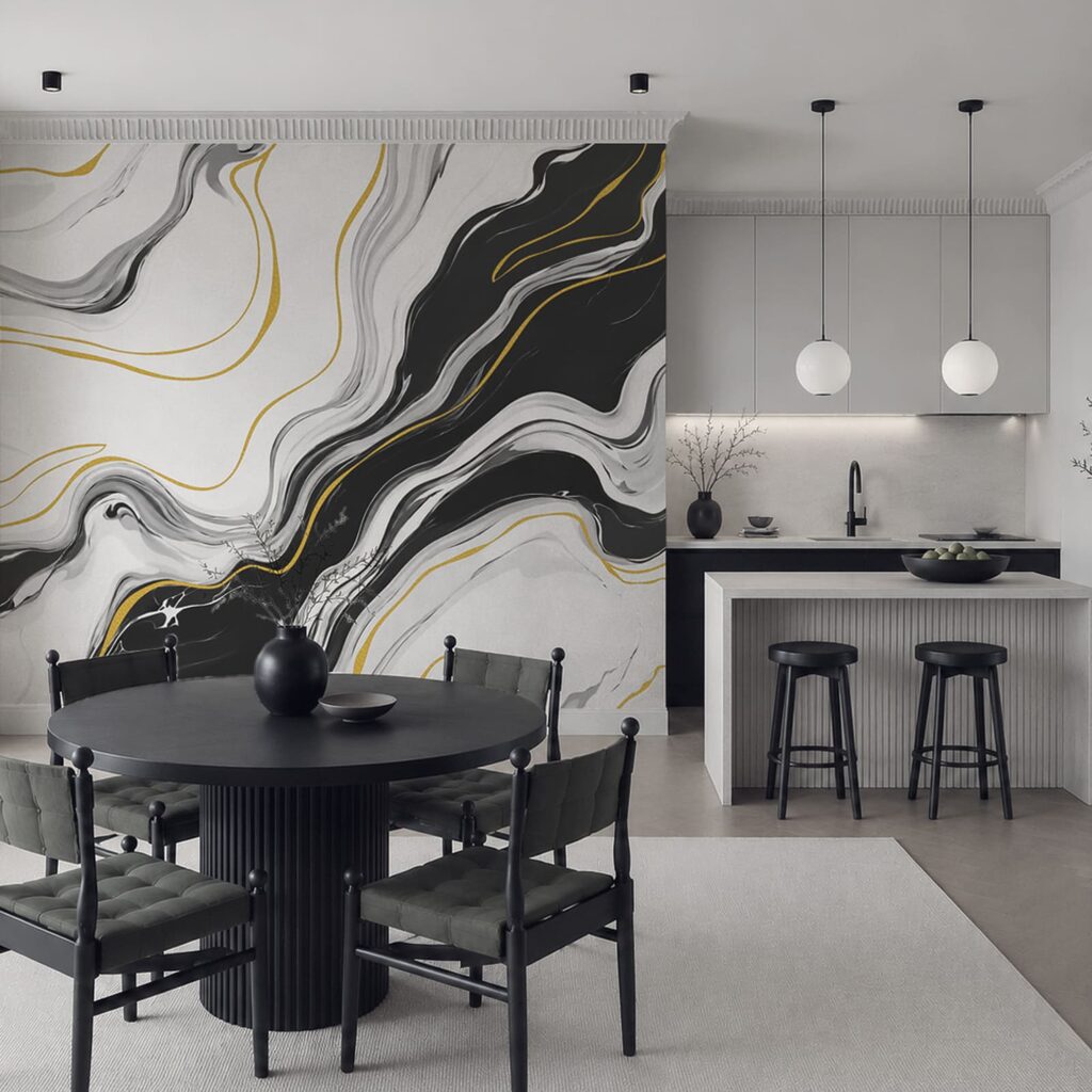 Wall mural Black and white swirly pattern (SKU: t01112) Wall mural Black and white swirly pattern (SKU: t01112)
