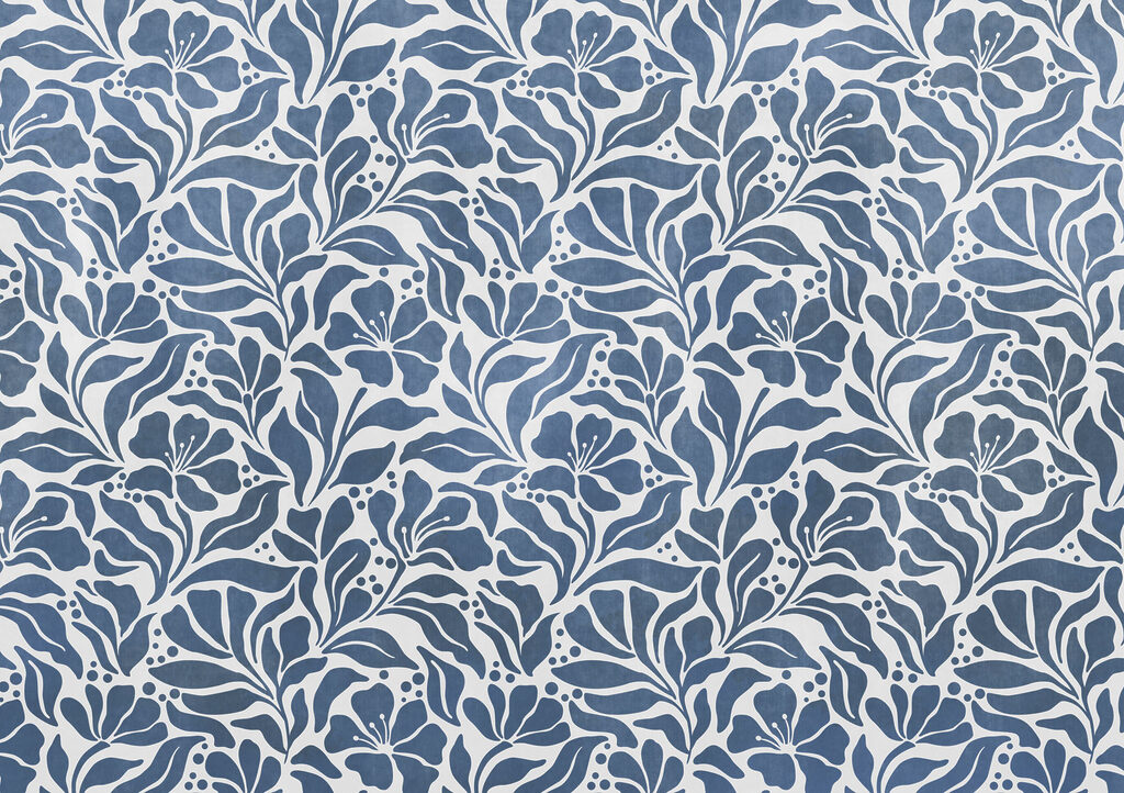 Wall mural Blue and white floral pattern (SKU: t01114v1)