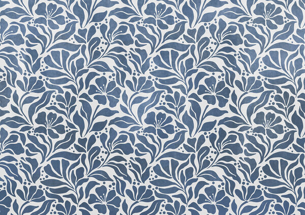 Wall mural Blue and white floral pattern (SKU: t01114v1)