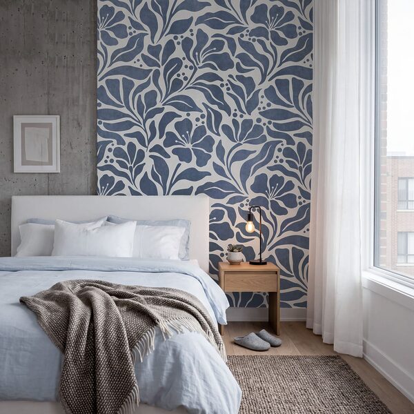 Wall mural Blue and white floral pattern (SKU: t01114v1)