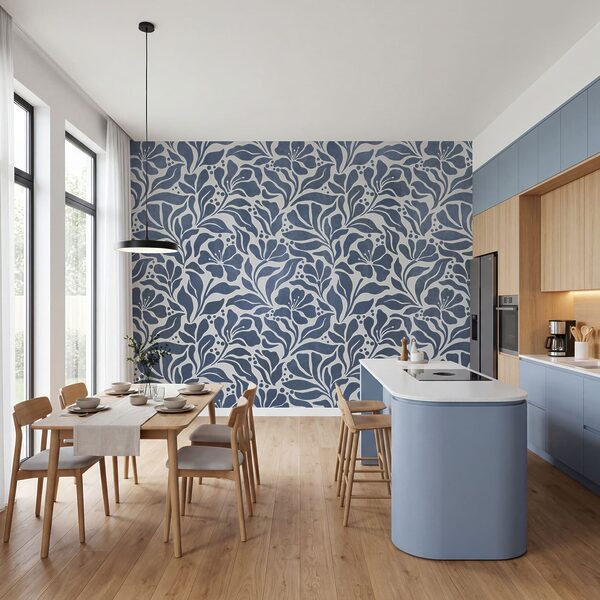 Wall mural Blue and white floral pattern (SKU: t01114v1)